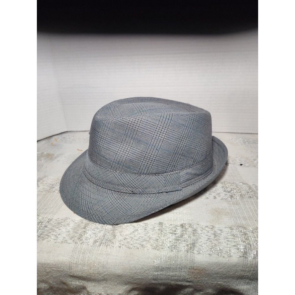 Bio-Domes Head Gear Gray & Blue Pinstripes Fedora Fashion Hat Sz.‎ L/XL